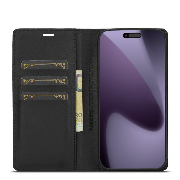 For iPhone 17 Pro Max LC.IMEEKE Carbon Fiber Leather Phone Case(Vertical Black) by LC.IMEEKE