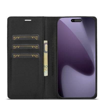 For iPhone 17 Pro Max LC.IMEEKE Carbon Fiber Leather Phone Case(Vertical Black) by LC.IMEEKE