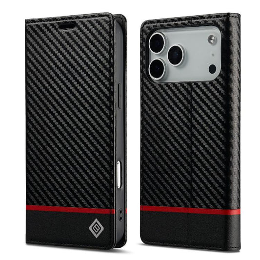 For iPhone 17 Pro Max LC.IMEEKE Carbon Fiber Leather Phone Case(Horizontal Black) by LC.IMEEKE