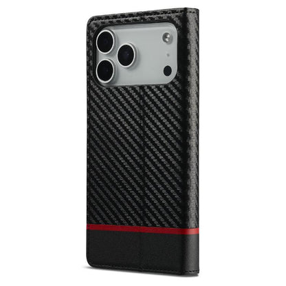 For iPhone 17 Pro Max LC.IMEEKE Carbon Fiber Leather Phone Case(Horizontal Black) by LC.IMEEKE