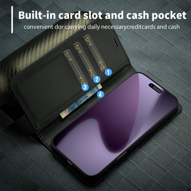 For iPhone 17 Pro Max LC.IMEEKE Carbon Fiber Leather Phone Case(Horizontal Black) by LC.IMEEKE