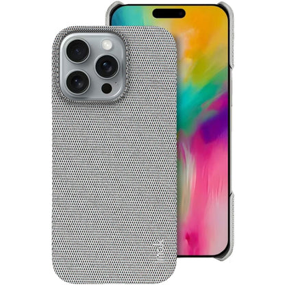 For iPhone 16 Pro Max imak Ruiyi Series Cloth Texture PU + PC Phone Case(Light Grey) by imak