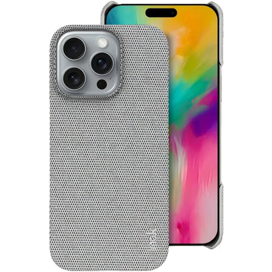 For iPhone 16 Pro imak Ruiyi Series Cloth Texture PU + PC Phone Case(Light Grey) by imak