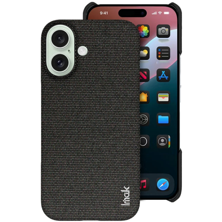 For iPhone 16 imak Ruiyi Series Cloth Texture PU + PC Phone Case(Black) by imak