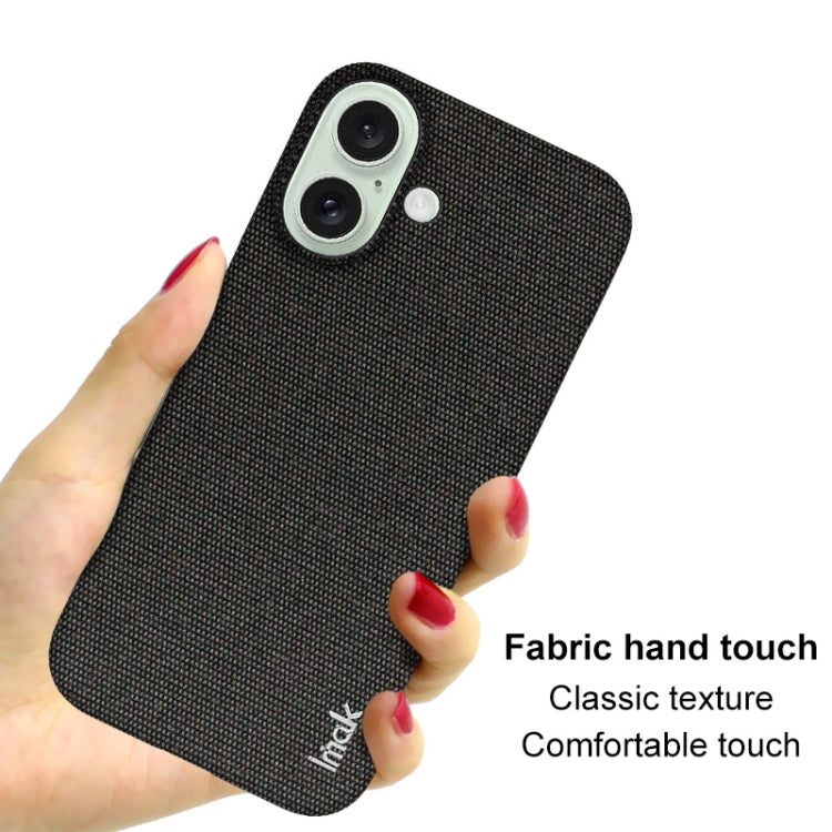 For iPhone 16 imak Ruiyi Series Cloth Texture PU + PC Phone Case(Black) by imak
