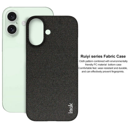 For iPhone 16 imak Ruiyi Series Cloth Texture PU + PC Phone Case(Black) by imak