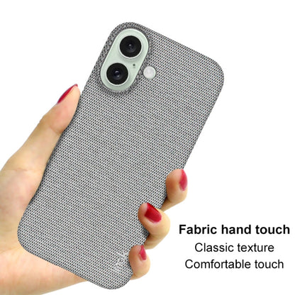 For iPhone 16 imak Ruiyi Series Cloth Texture PU + PC Phone Case(Light Grey) by imak