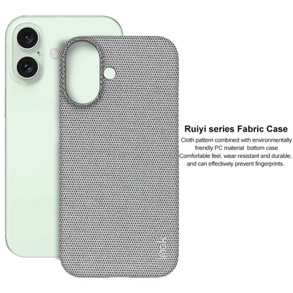For iPhone 16 imak Ruiyi Series Cloth Texture PU + PC Phone Case(Light Grey) by imak