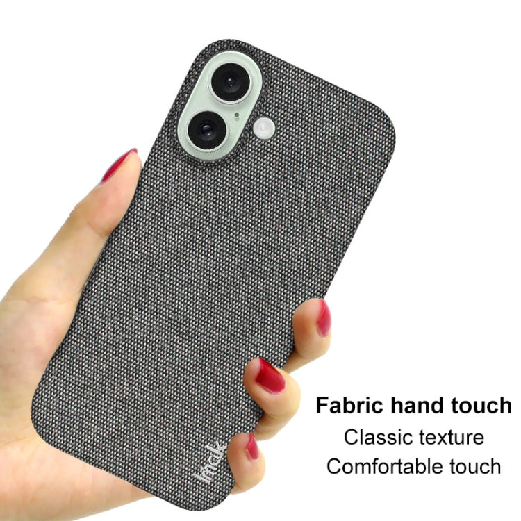 For iPhone 16 imak Ruiyi Series Cloth Texture PU + PC Phone Case(Dark Grey) by imak