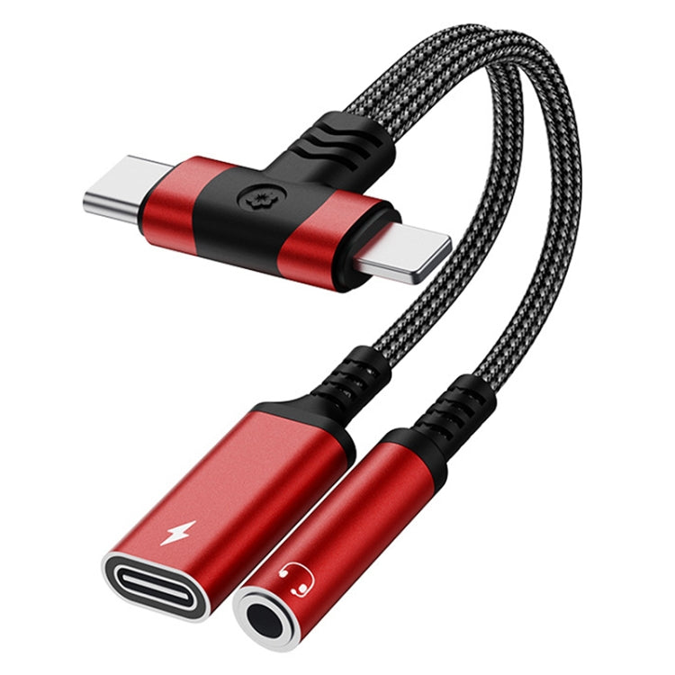 4 in 1 8 Pin / Type-C to Type-C, 3.5mm Audio Adapter Cable(Red) by bashfashion
