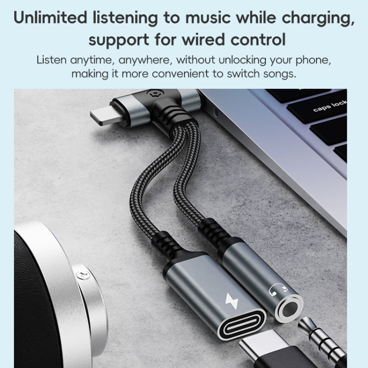 4 in 1 8 Pin / Type-C to Type-C, 3.5mm Audio Adapter Cable(Silver) by bashfashion