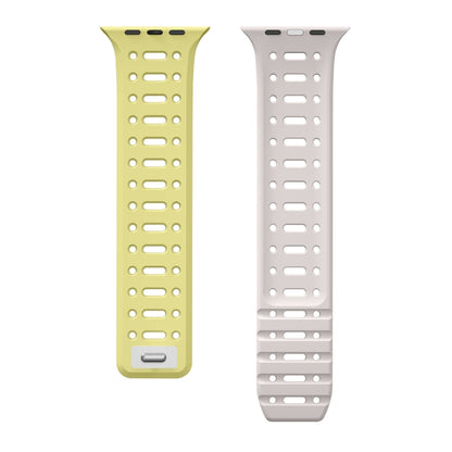 For Apple Watch Series 9 45mm Single Pin Magnetic Silicone Watch Band(Yellow Grey) by bashfashion