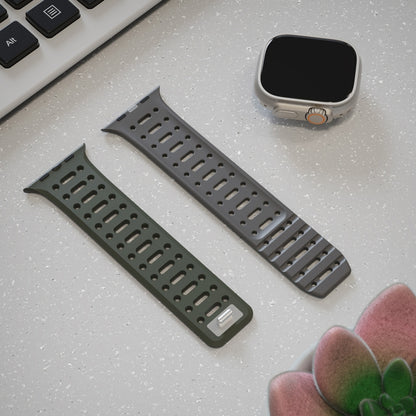 For Apple Watch Series 8 45mm Single Pin Magnetic Silicone Watch Band(Deep Green Grey) by bashfashion