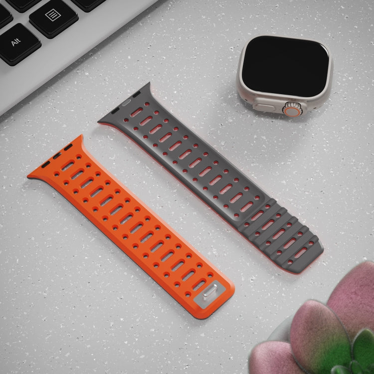 For Apple Watch Series 7 45mm Single Pin Magnetic Silicone Watch Band(Orange Grey) by bashfashion