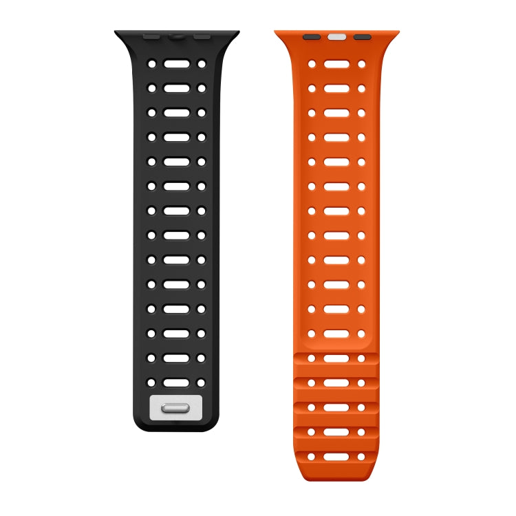 For Apple Watch Series 7 45mm Single Pin Magnetic Silicone Watch Band(Black Orange) by bashfashion