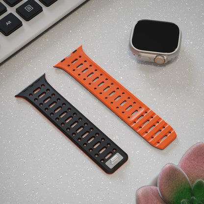For Apple Watch Series 6 44mm Single Pin Magnetic Silicone Watch Band(Black Orange) by bashfashion