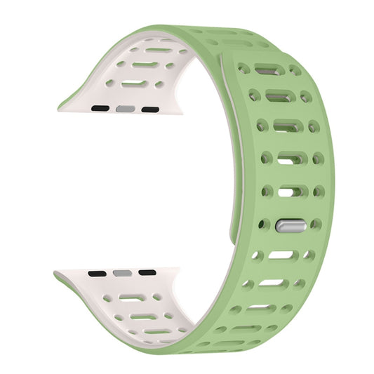 For Apple Watch Series 5 44mm Single Pin Magnetic Silicone Watch Band(Mint Green Starlight) by bashfashion