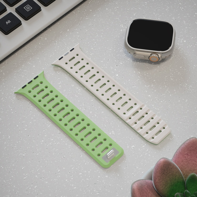 For Apple Watch Series 4 44mm Single Pin Magnetic Silicone Watch Band(Mint Green Starlight) by bashfashion