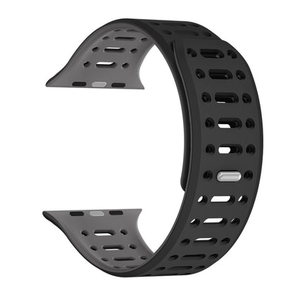 For Apple Watch Series 3 42mm Single Pin Magnetic Silicone Watch Band(Black Grey) by bashfashion
