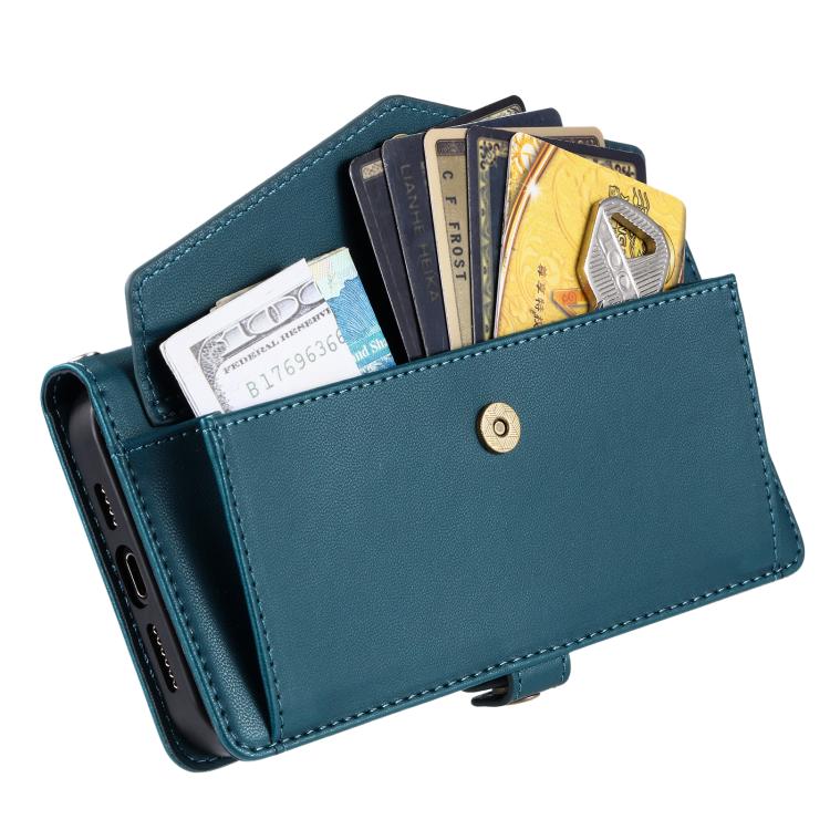 For iPhone 16e Wallet Multi-card Slot Leather Phone Case with Lanyard(Green) by bashfashion