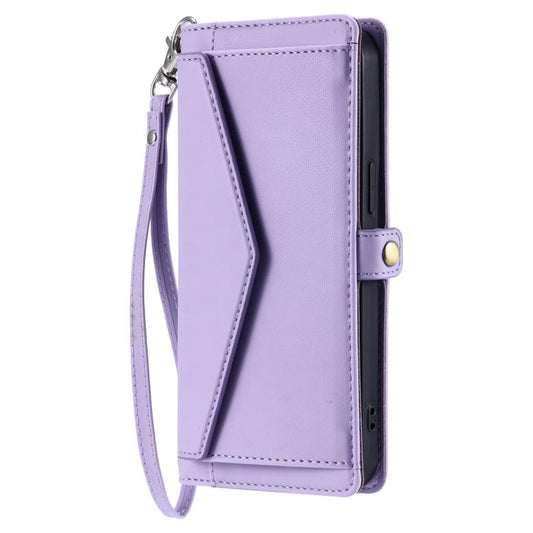 For iPhone 16e Wallet Multi-card Slot Leather Phone Case with Lanyard(Purple) by bashfashion