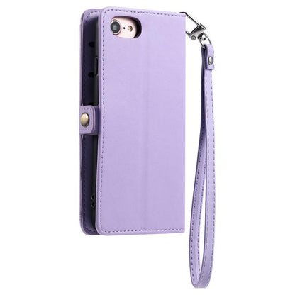 For iPhone 16e Wallet Multi-card Slot Leather Phone Case with Lanyard(Purple) by bashfashion