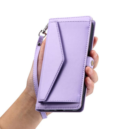 For iPhone 16e Wallet Multi-card Slot Leather Phone Case with Lanyard(Purple) by bashfashion