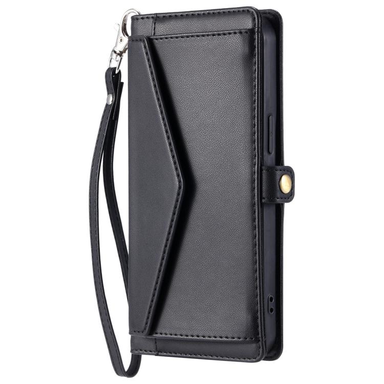 For iPhone 16e Wallet Multi-card Slot Leather Phone Case with Lanyard(Black) by bashfashion