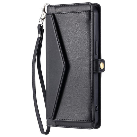 For iPhone 16e Wallet Multi-card Slot Leather Phone Case with Lanyard(Black) by bashfashion