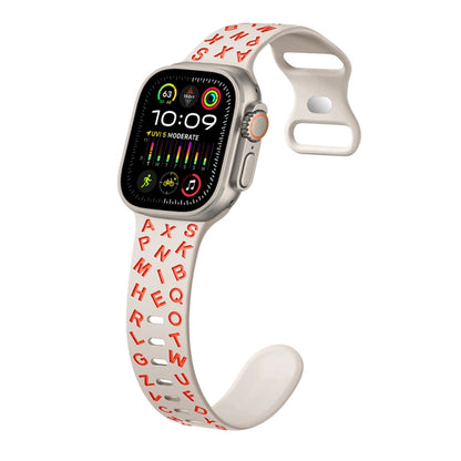For Apple Watch Ultra 2 49mm English Letters Style Butterfly Buckle Silicone Watch Band(Starlight Orange) by bashfashion
