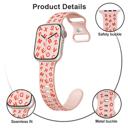 For Apple Watch Ultra 49mm English Letters Style Butterfly Buckle Silicone Watch Band(Pink Sand Orange) by bashfashion