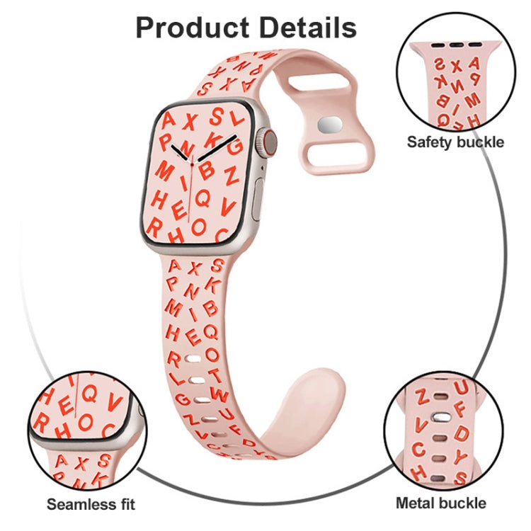 For Apple Watch Ultra 2 49mm English Letters Style Butterfly Buckle Silicone Watch Band(Pink Sand Orange) by bashfashion