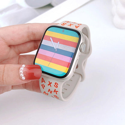 For Apple Watch Ultra 2 49mm English Letters Style Butterfly Buckle Silicone Watch Band(White Black) by bashfashion