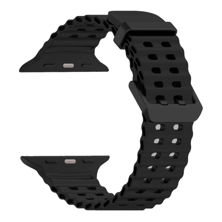 For Apple Watch Ultra 2 49mm Ocean Dual-Row Hole Silicone Watch Band(Black) by bashfashion