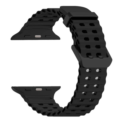 For Apple Watch Ultra 2 49mm Ocean Dual-Row Hole Silicone Watch Band(Black) by bashfashion