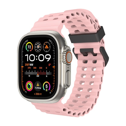 For Apple Watch Ultra 2 49mm Ocean Dual-Row Hole Silicone Watch Band(Vintage Rose) by bashfashion