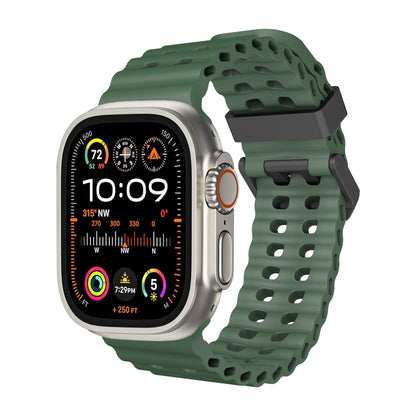 For Apple Watch Ultra 2 49mm Ocean Dual-Row Hole Silicone Watch Band(Forest Green) by bashfashion