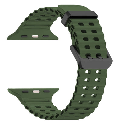 For Apple Watch Ultra 2 49mm Ocean Dual-Row Hole Silicone Watch Band(Forest Green) by bashfashion