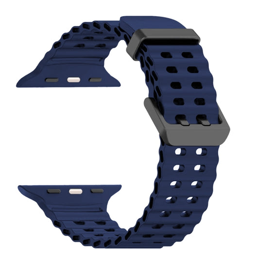 For Apple Watch Ultra 2 49mm Ocean Dual-Row Hole Silicone Watch Band(Midnight Blue) by bashfashion