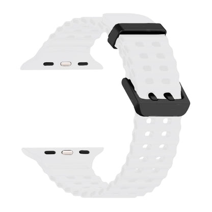 For Apple Watch Ultra 49mm Ocean Dual-Row Hole Silicone Watch Band(White) by bashfashion