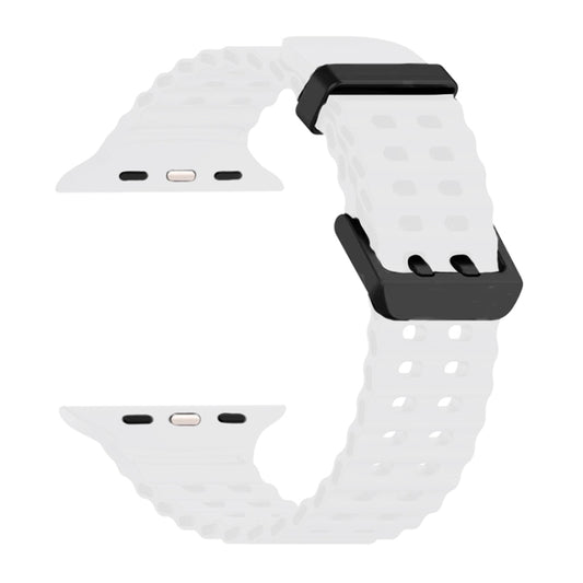 For Apple Watch Ultra 49mm Ocean Dual-Row Hole Silicone Watch Band(White) by bashfashion