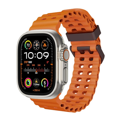 For Apple Watch Ultra 49mm Ocean Dual-Row Hole Silicone Watch Band(Orange) by bashfashion