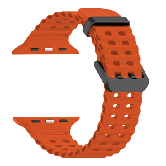 For Apple Watch Ultra 49mm Ocean Dual-Row Hole Silicone Watch Band(Orange) by bashfashion