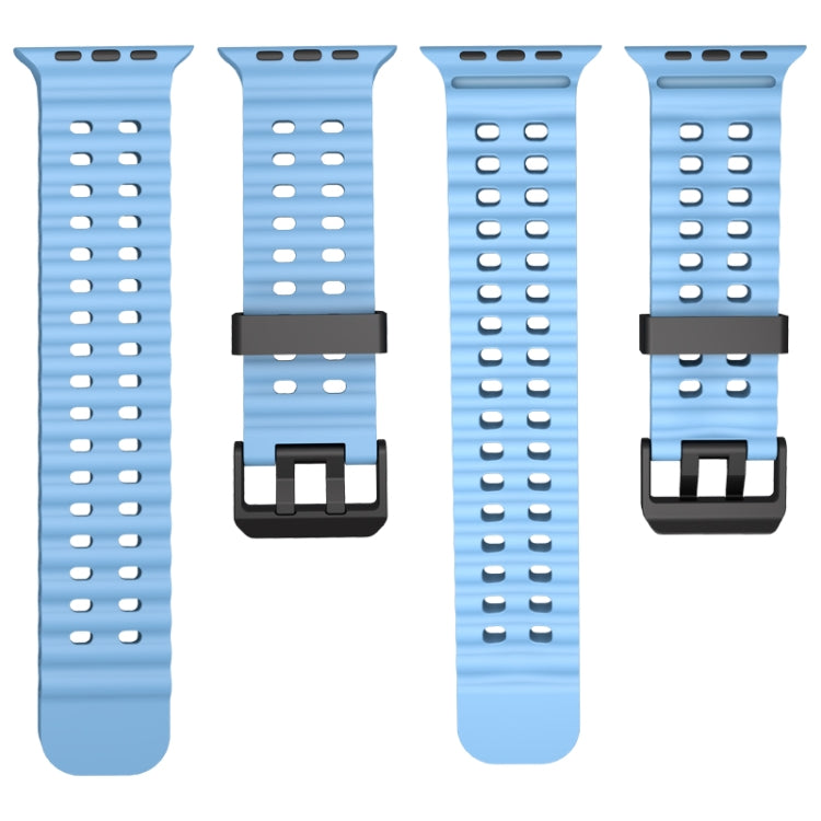 For Apple Watch Ultra 49mm Ocean Dual-Row Hole Silicone Watch Band(Midnight Blue) by bashfashion