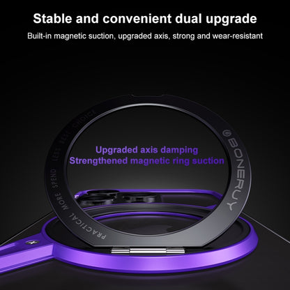 For iPhone 16 Pro Max Frameless Rotation Holder Magsafe Metal Phone Case(Dark Purple) by bashfashion