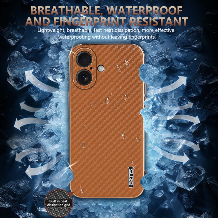 For iPhone 17 AZNS Electroplated Edge Carbon Fiber Texture Phone Case(Green) by AZNS