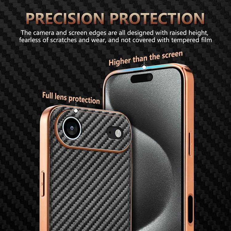 For iPhone Air AZNS Electroplated Edge Carbon Fiber Texture Phone Case(Brown) by AZNS