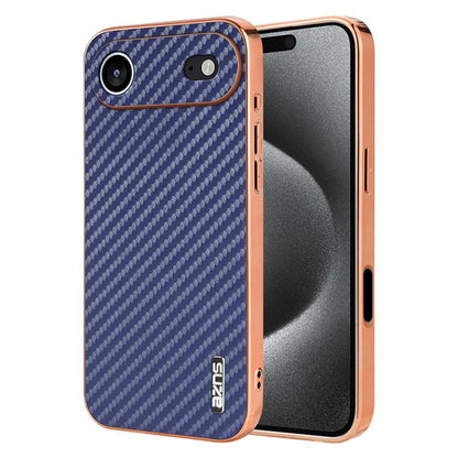 For iPhone Air AZNS Electroplated Edge Carbon Fiber Texture Phone Case(Blue) by AZNS
