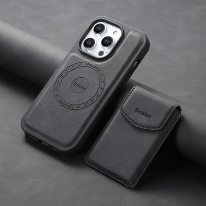 For iPhone 15 Pro Denior D19 Skin Feel MagSafe Detachable Card Slot Phone Case(Black) by Denior