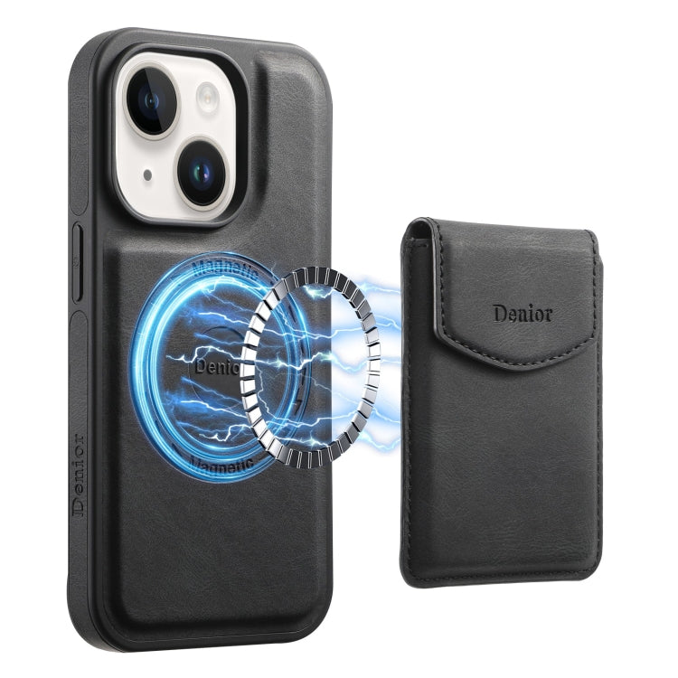 For iPhone 15 Denior D19 Skin Feel MagSafe Detachable Card Slot Phone Case(Black) by Denior